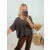 Sweter oversize z krótkim rękawem Habi czekoladowy