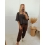Sweter oversize z krótkim rękawem Habi czekoladowy