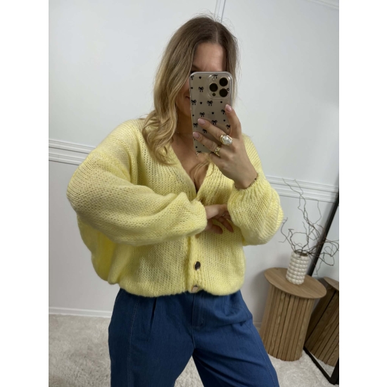 Krótki kardigan Monica pastelowy żółty