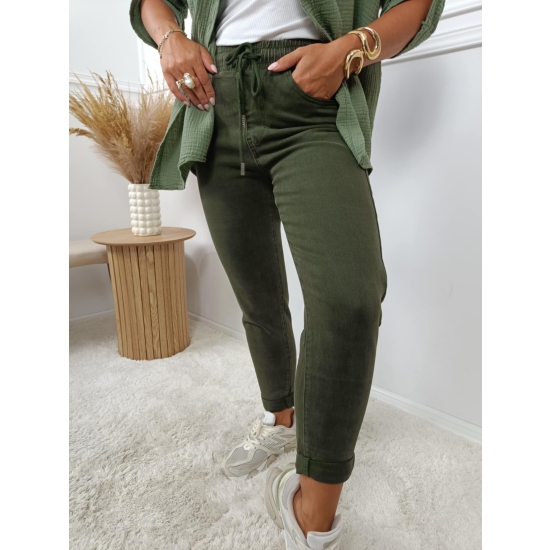 Spodnie jeansowe na gumce Moon khaki S-XXL