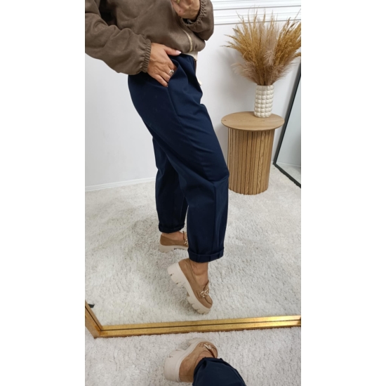 Spodnie bawełniane Roma granatowe