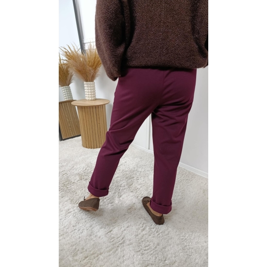 Wiskozowe spodnie Greta burgundowe