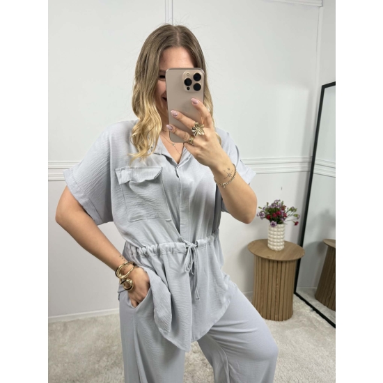 Komplet z koszulą Ewo popielaty