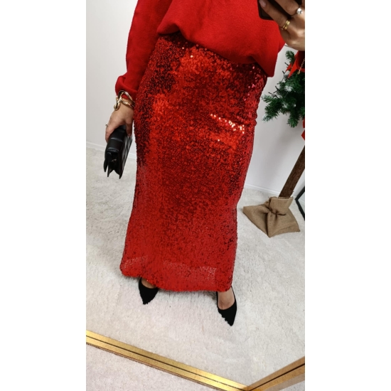 Spódnica cekinowa maxi Ariel czerwona