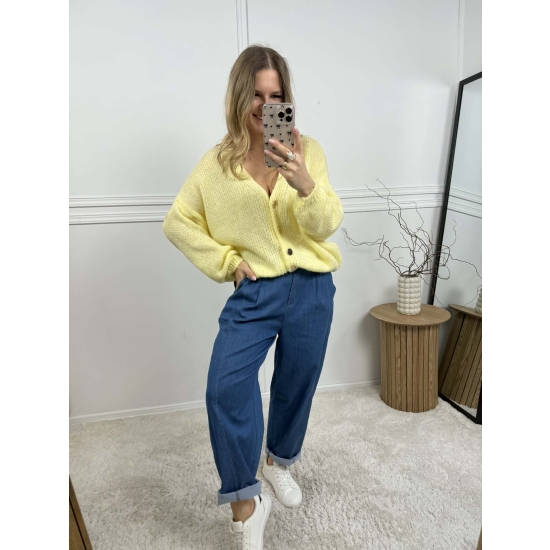 Krótki kardigan Monica pastelowy żółty