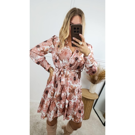 Sukienka Sorella biało brązowa