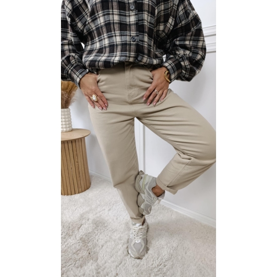 Spodnie jeansowe baggy beżowe XS-XL