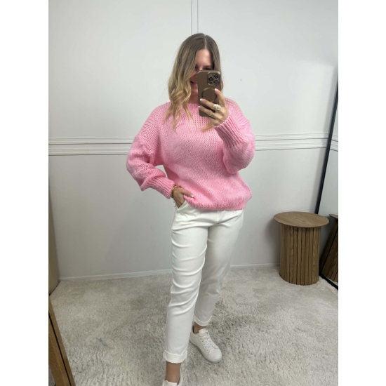 Sweter z wełną Pastel różowy