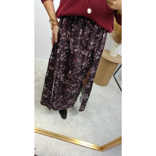 Spódnica midi Eliza śliwka z brązem