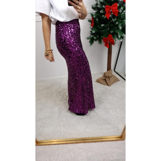 Spódnica cekinowa maxi Ariel fioletowa