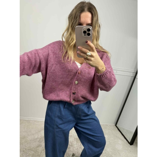 Krótki kardigan Monica jagodowy
