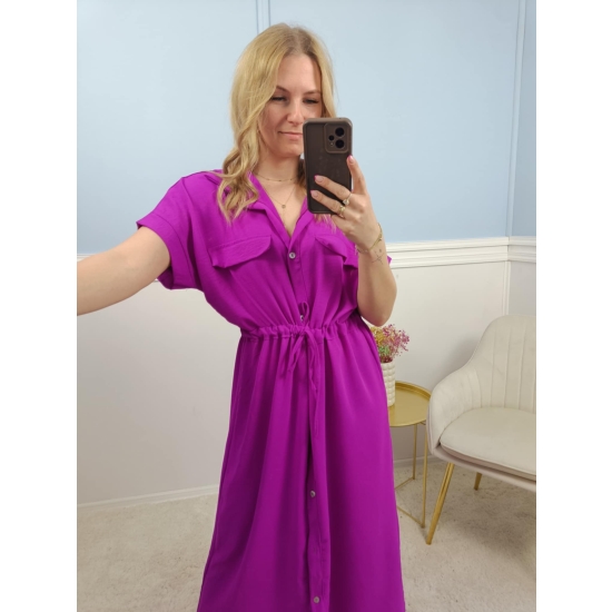 Sukienka szmizjerka midi Alice amarantowa plus size