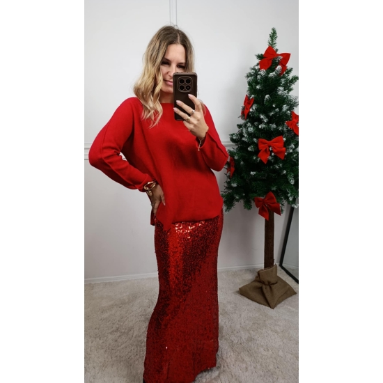 Sweter dopasowany Vero czerwony