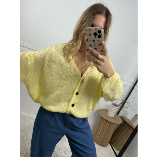 Krótki kardigan Monica pastelowy żółty