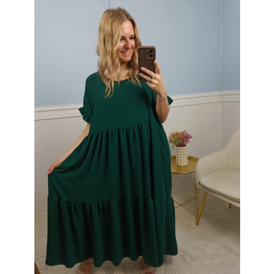 Sukienka Gracja butelkowa zieleń plus size