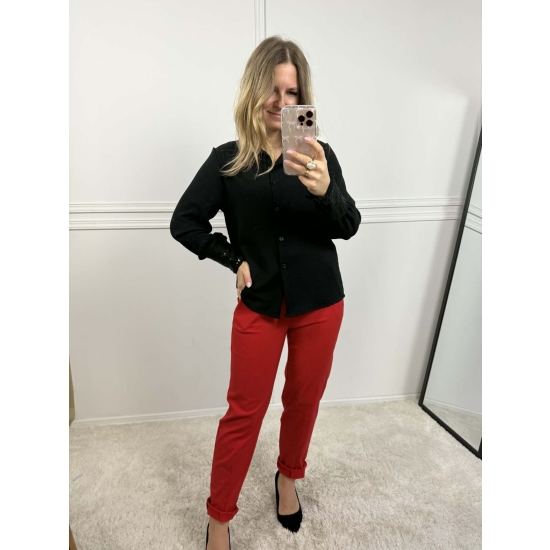 Koszula z cekinowym kołnierzem czarna