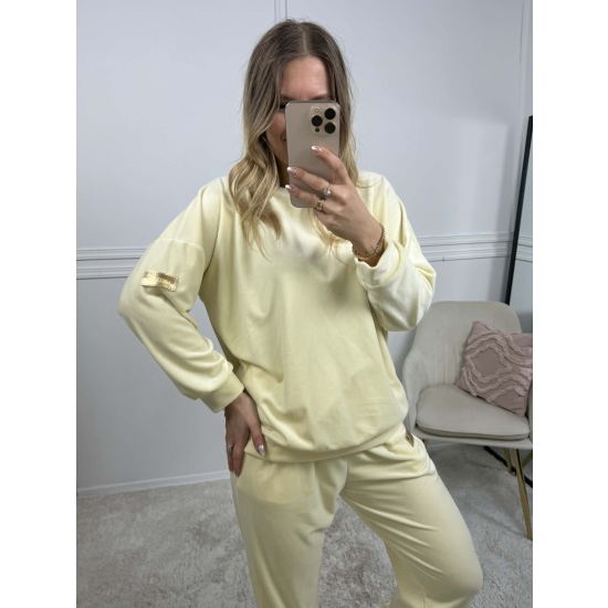 Komplet Welurowy Velvet cytrynowy