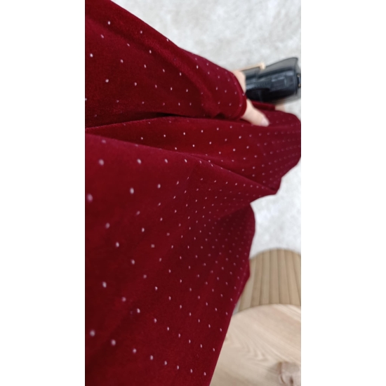 Sukienka welurowa Eva w cyrkonie bordo