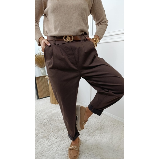 Spodnie o kroju baggy czekoladowe