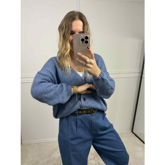 Krótki kardigan Monica pastelowy blue jeans