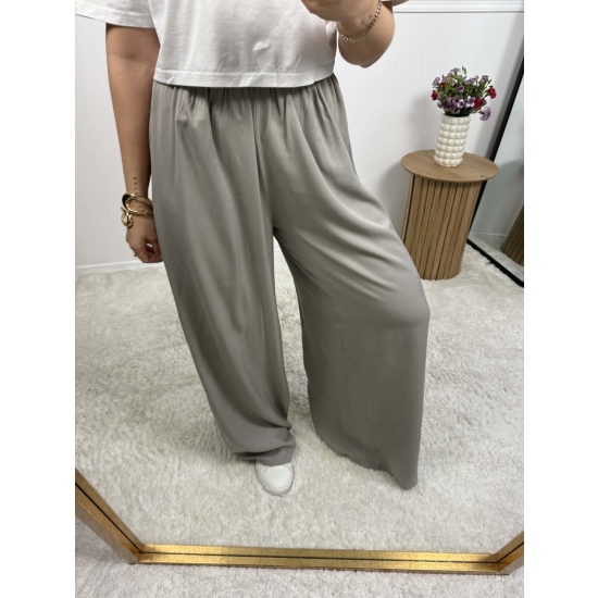 Wiskozowe spodnie na gumce o szerokim kroju Kioto fango