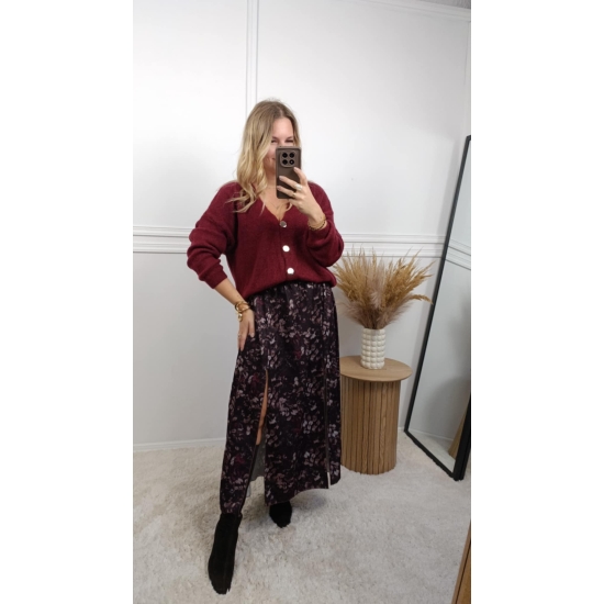 Spódnica midi Eliza śliwka z brązem