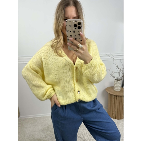 Krótki kardigan Monica pastelowy żółty