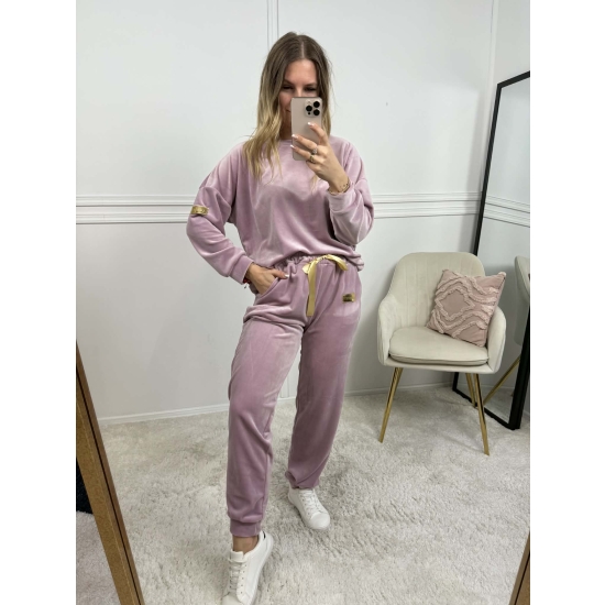 Komplet Welurowy Velvet jasny róż