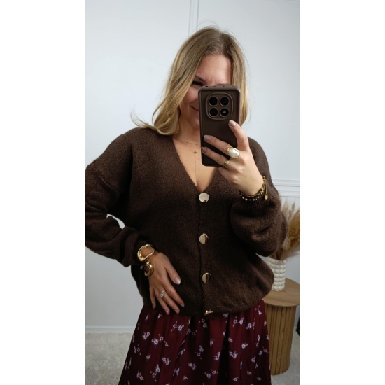 Krótki kardigan Diana czekoladowy