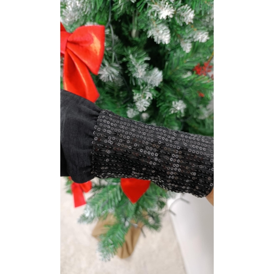 Koszula z cekinowym kołnierzem czarna