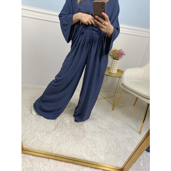 Komplet wiskozowy Ferro plus size granatowy