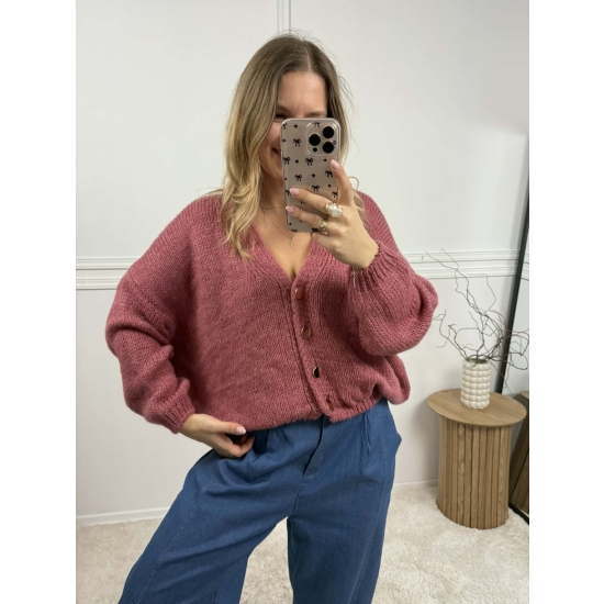 Krótki kardigan Monica róż indyjski