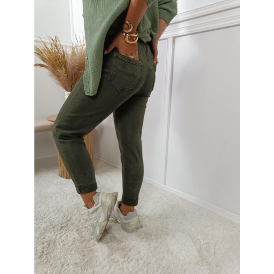 Spodnie jeansowe na gumce Moon khaki S-XXL