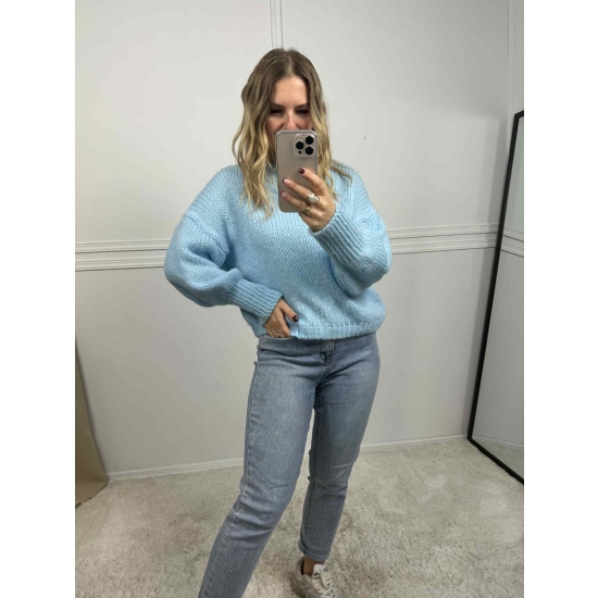Sweter z wełną Pastel błękitny