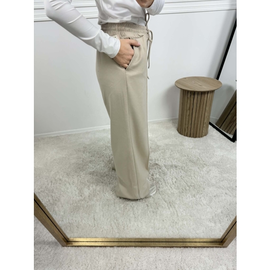 Spodnie o szerokim kroju Monroe beżowe