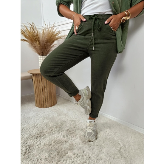 Spodnie jeansowe na gumce Moon khaki S-XXL