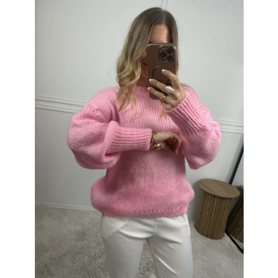 Sweter z wełną Pastel różowy