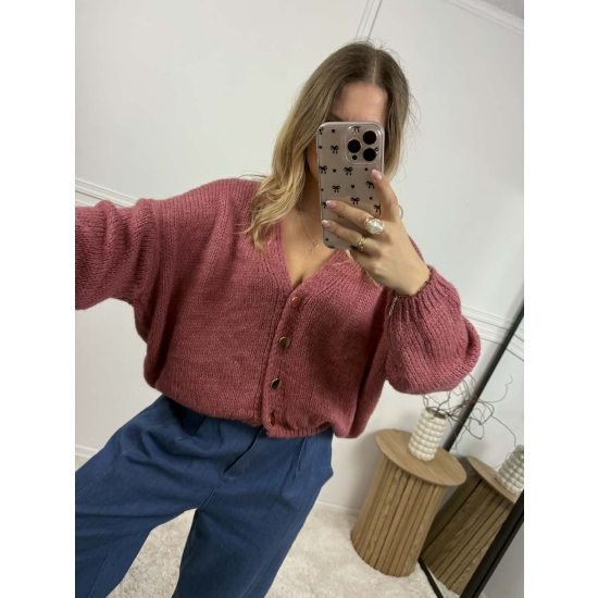 Krótki kardigan Monica róż indyjski