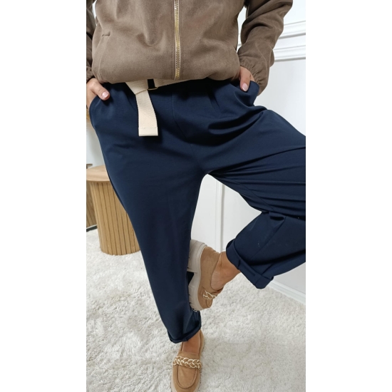 Spodnie bawełniane Roma granatowe