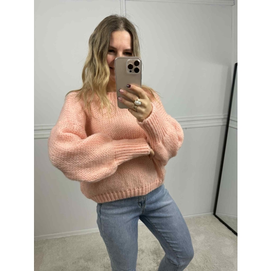 Sweter z wełną Pastel morelowy