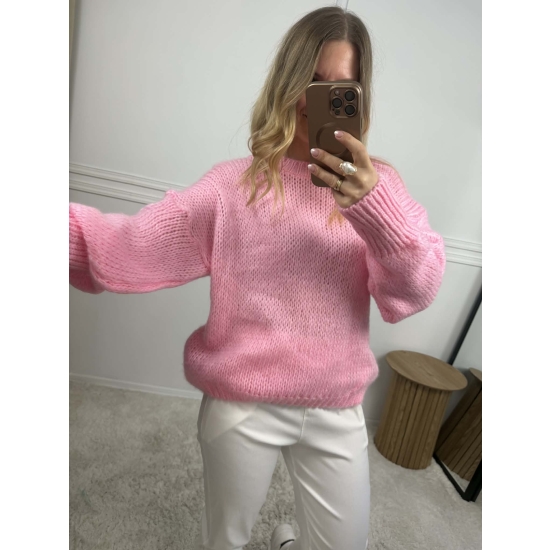Sweter z wełną Pastel różowy