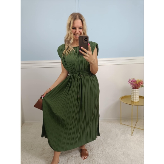 Plisowana sukienka Gabi khaki