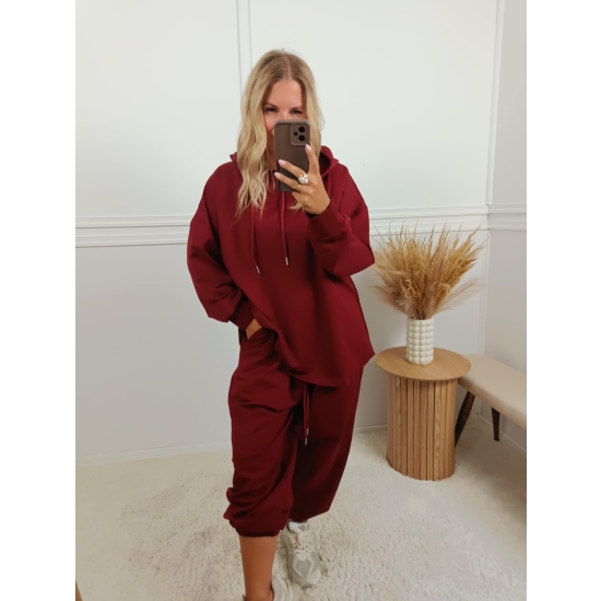 Komplet bawełniany Modern II plus size bordo