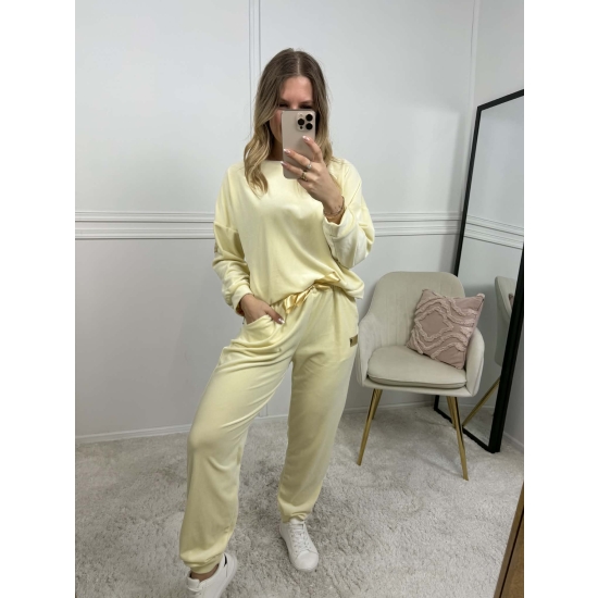 Komplet Welurowy Velvet cytrynowy