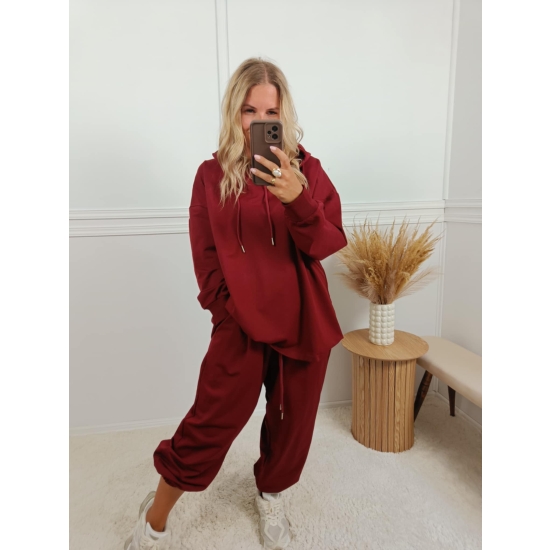 Komplet bawełniany Modern II plus size bordo