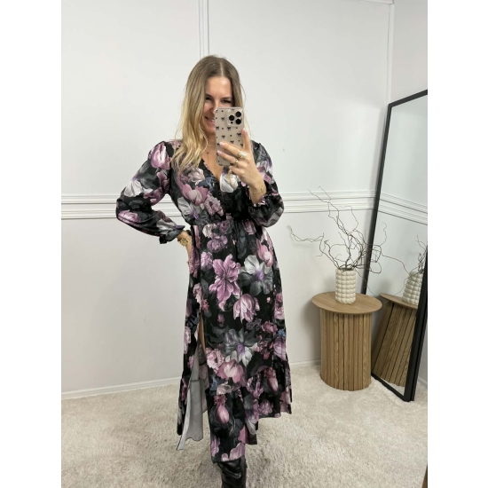 Sukienka midi Sara czarna z różem