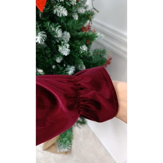 Sukienka welurowa Diuna bordowa