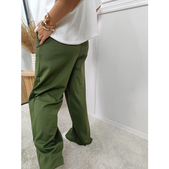 Wiskozowe spodnie o szerokim kroju khaki