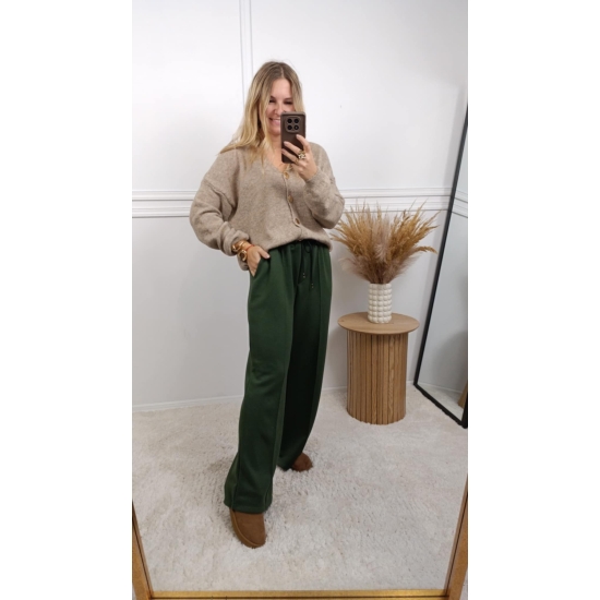 Spodnie o szerokim kroju Madam khaki