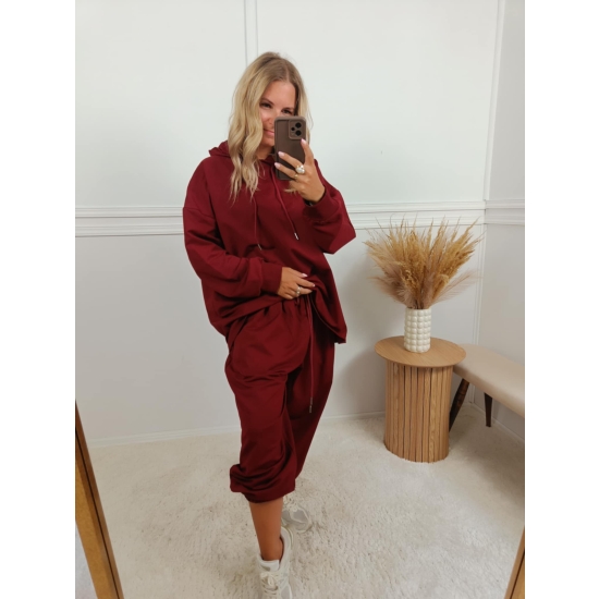 Komplet bawełniany Modern II plus size bordo
